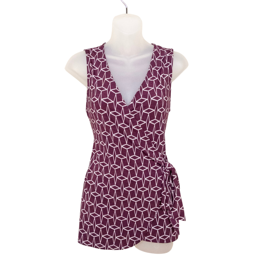 41 HAWTHORN Stitch Fix Dark Purple Valerie Wrap Top Sleeveless Women's Small